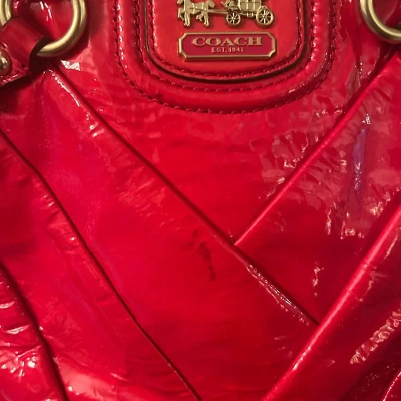 Coach Vibrant Pinky Red Patent Shoulder Bag - Picture 6 of 7